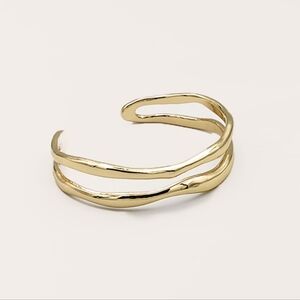 PrettyLittleThing Gold Open Triple Band Cuff Bracelet